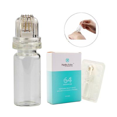 China Gold Titanium Tips Skin Rejuvenation Factory Low Price Hydraulic Microneedle 64 Roller With 10ml Bottle/64 Needles Stainless Steel Derma Roller Der for sale