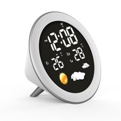 China 2021 antique style new design fm smart weather station radio clock with controlled sound for sale