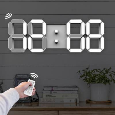 China Jumbo 3D Calendars Led Wall Clock For Room Decoration Digital LED Display 3d Wall Clock With Remote Control Electronic Desktop Decoration for sale