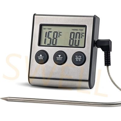 China Food Digital Kitchen Food Cooking Beef/Turkey/Steak Grilling Roasting Stainless Steel BBQ Fork Thermometer for sale