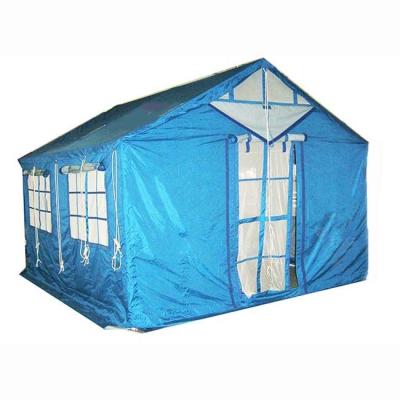 China Refugee Disaster Relief Tent and Gable-Covered Green-Blue Army Tent Grass for Natural Condition and Resettlement Victims Use Disaster Relief for sale