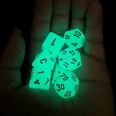 China Glow Carves Glow Carves Round Plastic Resin Corner Fluorescence Carves Complete Set DND Polyhedra Carves For Dungeons And Dragons Role Playing Game for sale