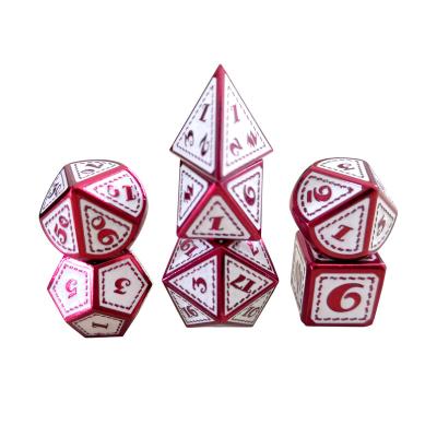 China Customized Fashionable Pulse Electric Style Polyhedral Metal Carve White Red Color Heavy Hand Feel With Good Metal Texture For Board Game for sale