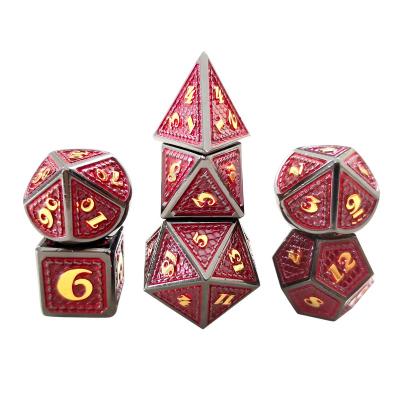 China Fashionable Custom Dragon Design Polyhedral DND Metal Dies D4 D6 D8 D10 D00 D12 D20 Red Black Color For Role Playing Game Dungeons And Dragons for sale