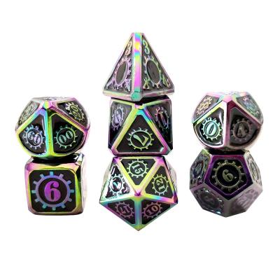 China Fashionable Three Color Metal Changing Dies Set Mechanical Style 7 Polyhedral Pieces Die Cuts For Role Playing Table Games Dungeons And Dragons for sale