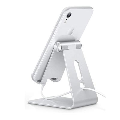 China Adjustable Adjustable Cell Phone Stand, Aluminum Desktop Phone Holder with Anti-Slip Bottom Convenient Charging Port Fits All Smart Phones for sale