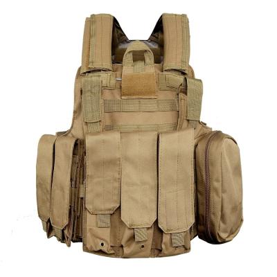 China Tactical Khaki Manganese Steel Plate Sand Molle Tackle Carrier Customized Vest Army Combat CS Military Wargame Vest For Men for sale