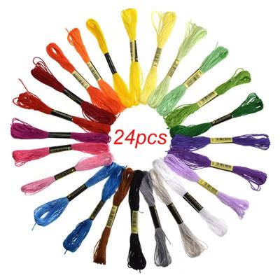 China Viable 24pcs 36pcs Hand Dyed Cotton DIY Sewing Cross Stitch Embroidery Silk Thread Bracelet Twine for sale