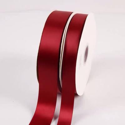 China Viable Wholesale High Quality Single Faced Polyester Solid Color Satin Ribbon Gift Wrapping Satin Ribbon for sale