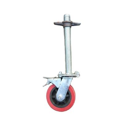 China Contemporary Nylon Polyurethane 6 Inch Scaffolding Wheels Heavy Duty Caster Wheel Adjustable Caster Wheel Hand Brake for sale