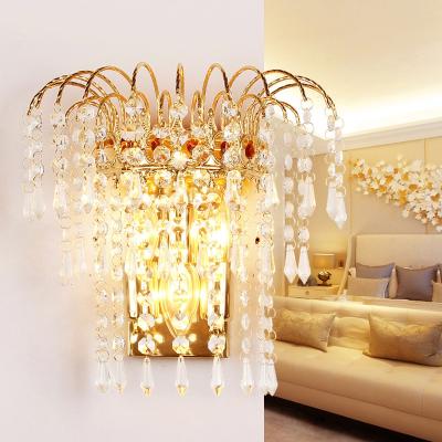 China Modern Gold Color Glass Wall Light Bedroom Light Fixture Black Iron Wall Lighting Indoor Lamp Residential Light for sale