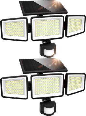 China 3000 lumens luz solar de parede 3 cabeça sensor de movimento do corpo luz 8W à venda