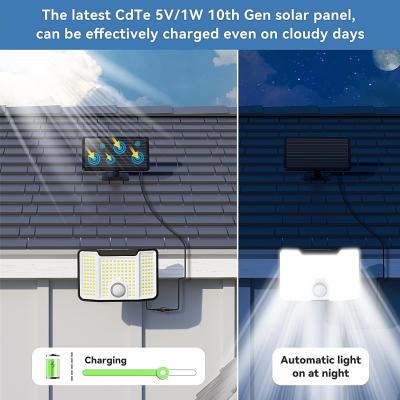 China IP44 Iluminação solar de parede exterior 3000 lumens Luz LED de alto brilho durável para jardins e ruas à venda