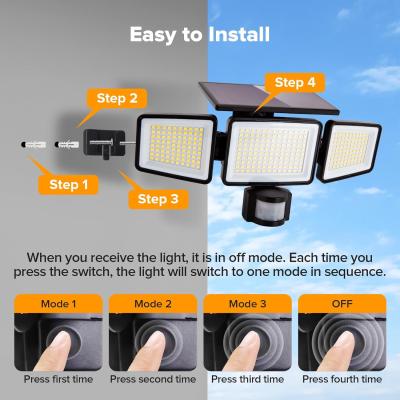 China 3000 Lumen Solar Wall Light 8W Outdoor Sensor Wall Light IP65 with Human Body Sensor for sale