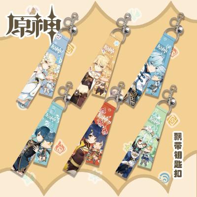 China Genshin Anime God's Key Chain Anime Key Chain Game Original Ribbon Bell Impact Pendant Ribbon For Student Gift for sale