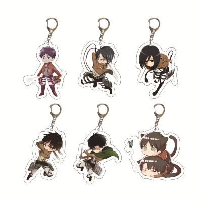 China Decoration Japanese Anime Attack on Titan Cartoon Acrylic Anime Key Chain Double Sided Pendant Keychain for sale