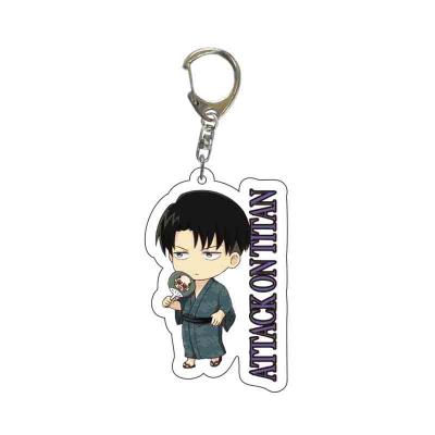 China New Decoration Style Japanese Anime Attack On Titan Acrylic Key Chain Anime HD Cartoon Printed Key Chain for sale