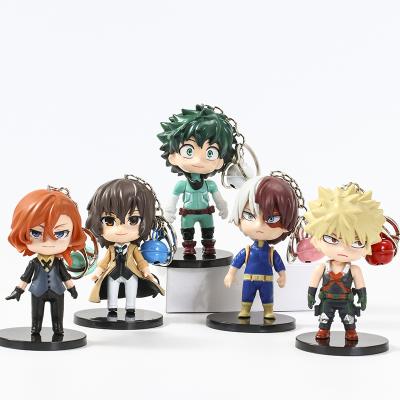 China Durable Japanese Famous Anime Five Patterns My Main Hero Academia Chain 3D Cute Cartoon Keychains for sale