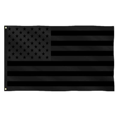 China Wholesale Custom Flag FLYING With Double Stitched Brass Indoor Outdoor Grommets 3x5 Black USA Flag Polyester All Black American Flag for sale