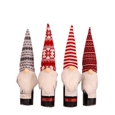 China Mini Christmas Hat Wholesale Christmas Decorations Santa Claus Hat Wine Bottle Hat Faceless Knitting Holiday Table Decorations for sale