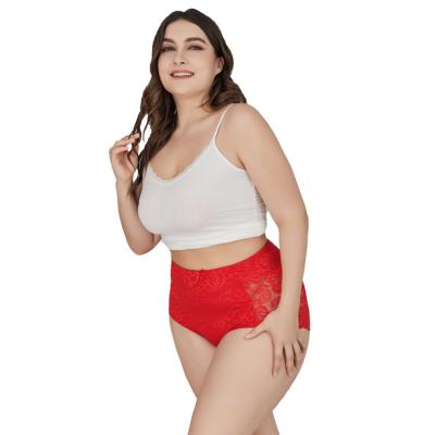 China BEIZHI Breathable Plus Size Big Butts Women's High Rise Panties Pretty Floral Lace Underwear For Fat Ladies for sale