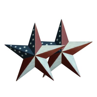 China Primitives Vintage Gifts American Flag Metal Barn Star Wall Decoration/Door Decor, 18-Inch, Set of 2. for sale