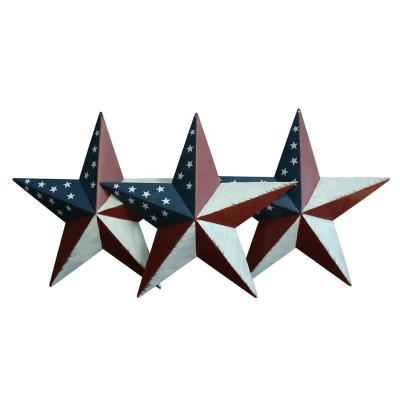 China Rustic Antique American Flag Metal Barn Star Wall Decor/Door Decor Gifts, 12-Inch, Set of 3. for sale