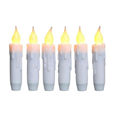 China 6 LED Resin Flickering Warm White Drip Decoration Set 4 Inch Candle with Timer for sale