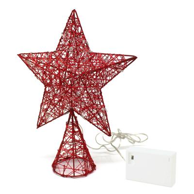 China Decoration red tree top star with warm white LED lights and timer for Christmas ornaments and seasonal holiday decor for sale