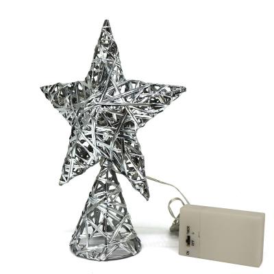 China Decoration Silver Tree Top Star with 10-Lights Warm White LED Timer (Three Functions) for Christmas Ornaments for sale