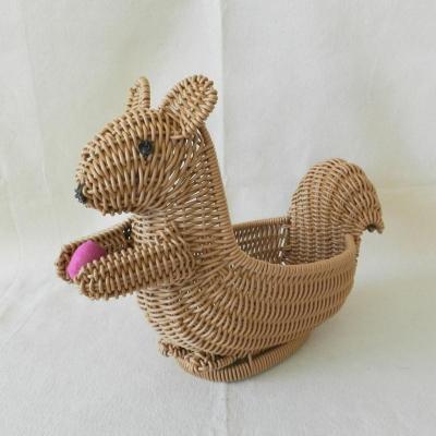 China Multi-Functional Bread Rattan Shape Squirrel Shape Household Living Room Snack Candy Dish Fruit Basket Display Dessert Basket Resin Wicker Basket for sale