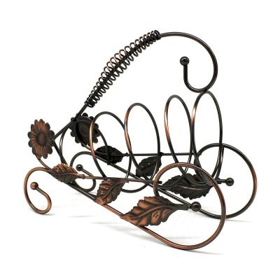 China Decorative Primitives Metal Wire Wine Rack Wine Bottle Display Rack. CV50115 antique copper for sale