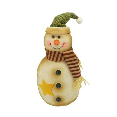 China Country Figurine Plush Snowman Doll Rustic Sitting Antique Stuffed Toy Christmas Decoration Home Table Fireplace Shelf Display CV30029 for sale