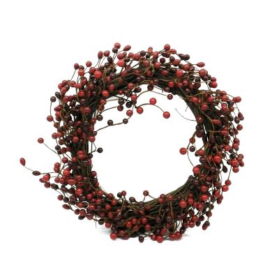 China Vintage Rustic Burgundy Pip Berries Wreath Holiday Berry Decoration Wreath For Christmas Plus All Primitive Winter Country Decor Art, for sale