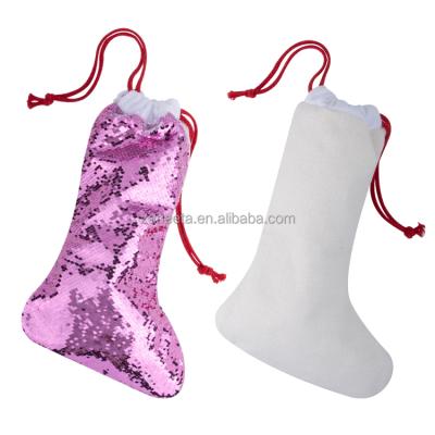 China Durable Sequin Christmas Home Decoration Sublimation Empty Christmas Stocking for sale