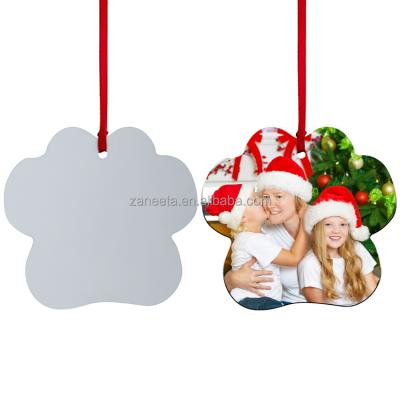 China Dog Paw Ornaments MDF Eco-Friendly Sublimation Double Sided Blank Ornaments Personalized Christmas MDF Ornaments for sale