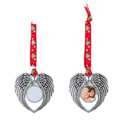 China Eco - Friendly Angel Wings Christmas Tree Hanging Ornaments For Sublimation Christmas Ornaments for sale