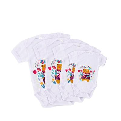 China Polyester Personalized Baby Short Sleeve Cotton Feeling Onesie Jumpsuit With Sleeve For Sublimation Printing for sale