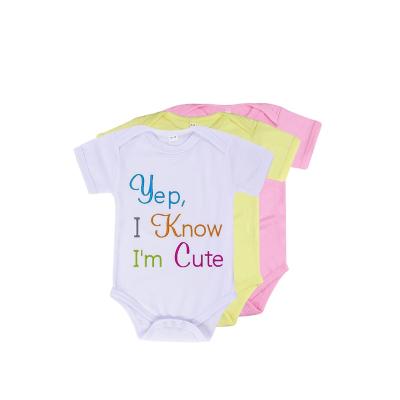 China Plain Custom Sublimation Polyester Cotton Feel Baby Onesie for sale