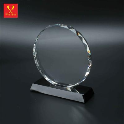 China Europe Hitop Unique Design Round Glass Trophy Award Engraving Logo Custom Crystal Trophy and Award for Souvenir for sale