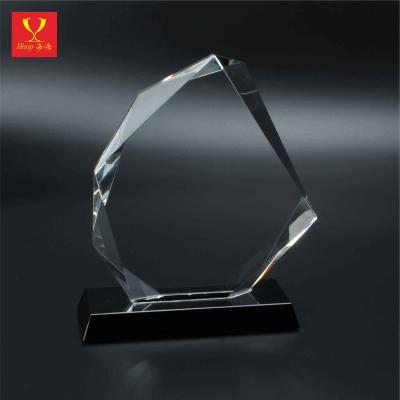 China Angular Base Europe Hitop Crystal Award Plaque Blank Iceberg Crystal Trophy With Black Crystal for sale