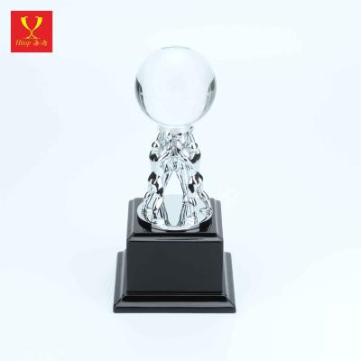 China Europe Hitop Personalized Crystal Globe Award Customize Glass Sphere With Metal Stand for sale