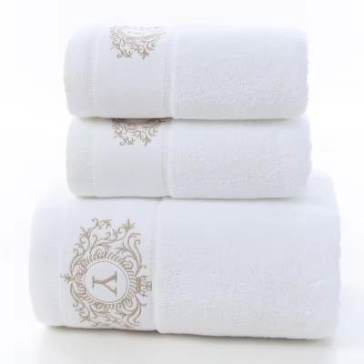 China Child-Proof China Factory Wholesale 35*75 cm 70*140 cm custom logo package hand face bath towels sets 100% pure cotton 3 pieces towel set for sale