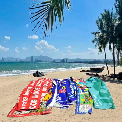 China Child-Proof 100% cotton beach towels velour custom design reactive printed large over sized jacquard logo beach towel for sale