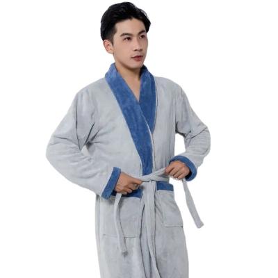 China Child-Proof Men  Long Warm  Bathrobe Winter Thick Flannel Thermal Bathrobe Microfiber Luxury Bathrobe Women Unisex for sale