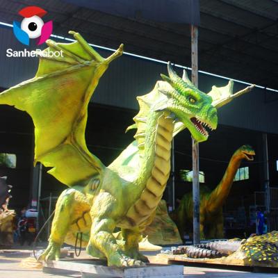 China Realistic Moving Dragon Model Animatronic European Green Powerful Dragon Statue For Sale for sale