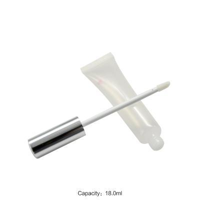 China 18ml Cosmetic Lipstick Tube Cosmetic Transparent Luxury With Brush PE Tube for sale