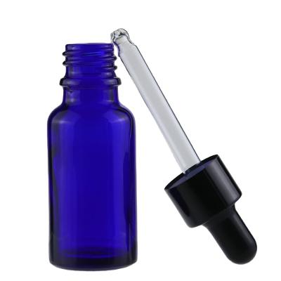 China Wholesale Cosmetic Blue Glass Bottle 20ml Dropper Bottle Essence Oil Consumption Cosmetic Glass Bottle With Dropper for sale