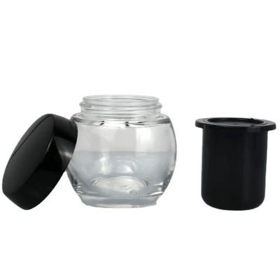 China 100g Unique Glass Cosmetics-Bottle Empty Cream Jars With Lids Luxury Cosmetic Glass Jar for sale