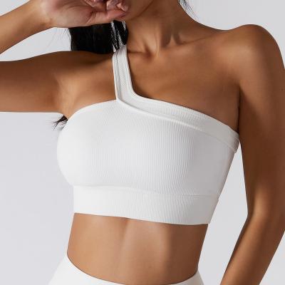 China Breathable spring and one-piece back summer new one-shoulder yoga bra beautiful sports underwear wear running yoga clothes for sale